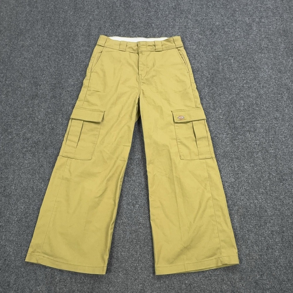 Dickies Pants Womens 30X27 Yellow Cargo Wide Leg Relaxed Fit Canvas Workwear